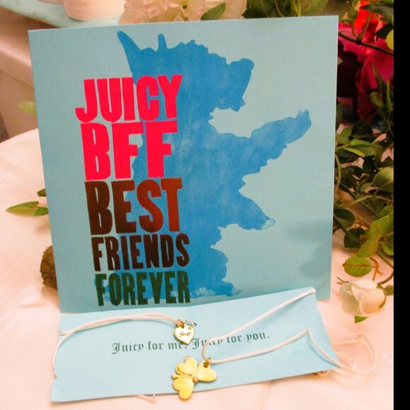 JUICY COUTURE Shamrock Heart Charm Necklaces~ NOS Juicy Couture BFF Necklaces - Picture 2 of 14